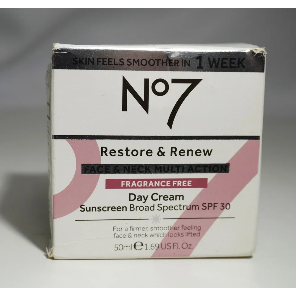 N°7 Restore & Renew Face & Neck Multiaction Fragrance Free Day Cream SPF 30